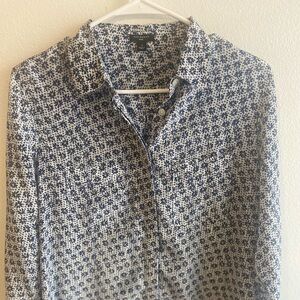 Ann Taylor Blue and White Patterned Blouse